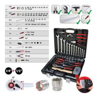 KS Tools Steckschlüssel-Satz 1/4" + 1/2", 88-teilig