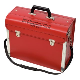 KS Tools Leder-Werkzeugkoffer leer - mit abklappbarer Vorder- und Mittelwand