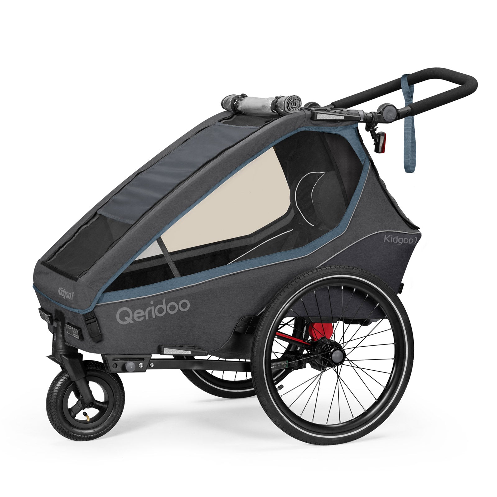Qeridoo Kidgoo1 Kinder-Fahrradanhänger (2023) – Navy Blue